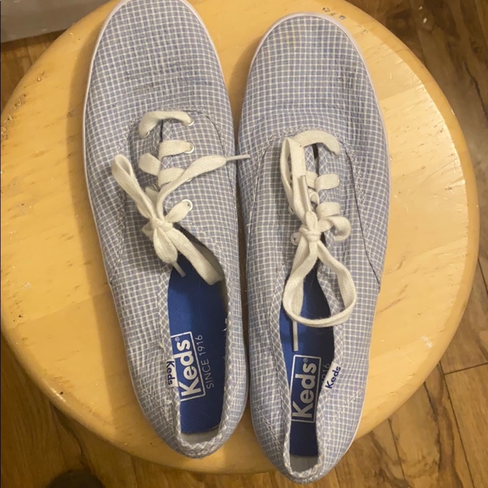 Blue and which checked keds - size 9.5